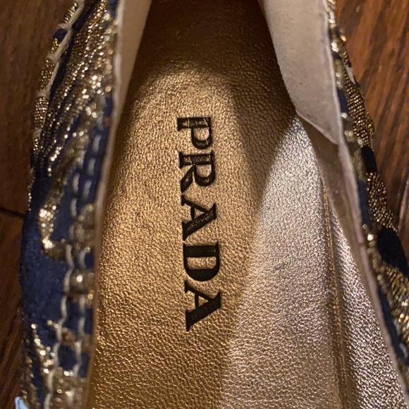 PRADA espadrilles/flats gold and navy, size 40 - Picture 6 of 7